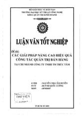Luận văn Các giải pháp nâng cao hiệu quả công tác quản trị bán hàng tại chi nhánh công ty TNHH thương mại Trúc Lâm