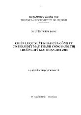 Luận văn Chiến lược xuất khẩu của công ty cổ phần dệt may thành công sang thị trường Mỹ