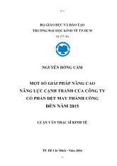 Luận văn Một số giải pháp nâng cao năng lực cạnh tranh của công ty cổ phần dệt may Thành Công đến năm 2015