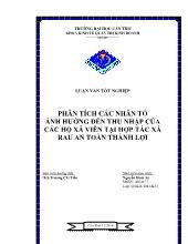 Luận văn Phân tích các nhân tố ảnh hưởng đến thu thập của các hộ xã viên tại hợp tác xã rau an toàn Thành Lợi