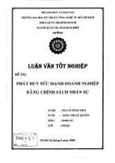 Luận văn Phát huy sức mạnh doanh nghiệp bằng chính sách nhân sự tại công ty TNHH Việt Nam gạch men Thạch Anh (VICERA)