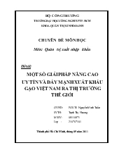 Một số giải pháp nâng cao uy tín và đẩy mạnh xuất khẩu gạo Việt Nam ra thị trường thế giới