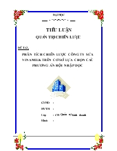Phân tích chiến lược công ty sữa vinamilk trên cơ sở lựa chọn các phương án hội nhập