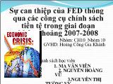 Sự can thiệp của FED thông qua các công cụ chính sách tiền tệ trong giai đoạn khủng hoảng 2007-2008