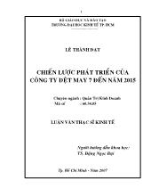 Đề tài Chiến lược phát triển của Công ty Dệt may 7 đến năm 2015