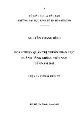 Đề tài Hoàn thiện quản trị nguồn nhân lực ngành Hàng không Việt Nam đến năm 2015