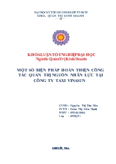 Đề tài Một số biện pháp nhằm hoàn thiện công tác quản trị nguồn nhân lực tại công ty Taxi Vinasun