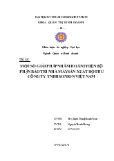 Đề tài Một số giải pháp nhằm hoàn thiện bộ phận bảo trì nhà máy sản xuất bộ thu công ty TNHH sonion Việt Nam