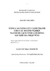 Đề tài Nâng cao năng lực cạnh tranh cho các doanh nghiệp ngành du lịch tỉnh Lâm Đồng sau khi gia nhập WTO