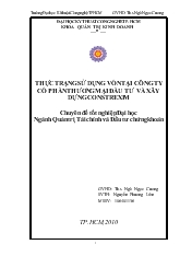 Đề tài Thực trạng sử dụng vốn tại công ty Cổ phần Thương mại Đầu tư và Xây dựng Constrexim