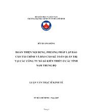 Luận văn Hoàn thiện nội dung, phương pháp lập tài chính và kế toán quản trị tại các công ty xổ số kiến thiết ở các tỉnh Nam Trung Bộ