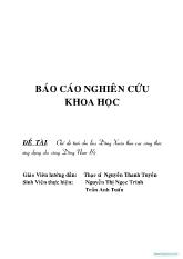 Đề tài Chế độ tưới cho lúa đông xuân theo các công thức ứng dụng cho vùng Đông Nam Bộ