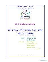 Đề tài Tính toán tối ưu nhu cầu nước cho cây trồng