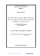 Đề tài Ứng dụng công nghệ hệ thống thông tin địa lý (GIS) để dự báo xói mòn đất huyện Sơn Động - Tỉnh Bắc Giang