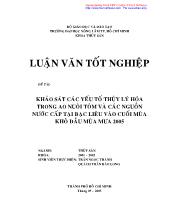 Khảo sát các yếu tố thủy lý hóa trong ao nuôi tôm và các nguồn nước cấp tại Bạc Liêu vào cuối mùa khô đầu mùa mưa 2005