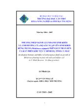 Luận văn Phương pháp đánh giá nhanh sinh khối và ảnh hưởng của độ sâu ngập lên sinh khối rừng tràm trên đất than bùn và đất phèn khu vực U Minh hạ tỉnh Cà Mau