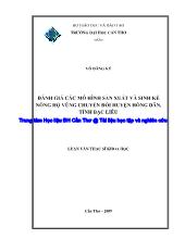 Đánh giá các mô hình sản xuất và sinh kế nông hộ vùng chuyển đổi huyện Hồng Dân, tỉnh Bạc Liêu