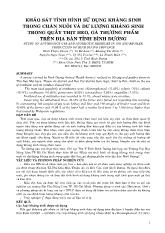 Khảo sát tình hình sử dụng kháng sinh trong chăn nuôi và dư lượng kháng sinh trong quầy thịt heo, gà thương phẩm trên địa bàn tỉnh Bình Dương