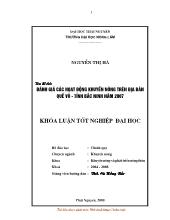 Khóa luận Đánh giá các hoạt động khuyến nông trên địa bàn quế võ tỉnh Bắc Ninh 2007