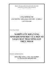 Nghiên cứu khả năng sinh khí sinh học của một số loại chất thải nông sản thực phẩm