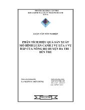 Phân tích hiệu quả sản xuất mô hình luân canh 2 vụ lúa 1 vụ bắp của nông hộ huyện Ba Tri – Bến Tre