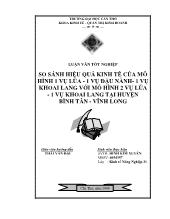 So sánh hiệu quả kinh tế của mô hình 1 vụ lúa - 1 vụ đậu nành - 1 vụ khoai lang với mô hình 2 vụ lúa- 1 vụ khoai lang tại huyện Bình Tân - Vĩnh Long