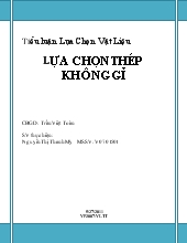 Tiểu luận Lựa chọn thép không gỉ