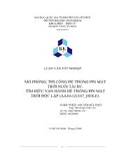Mô phỏng, thi công hệ thống pin mặt trời nuôi tải DC - Tìm hiểu vận hành hệ thống pin mặt trời độc lập