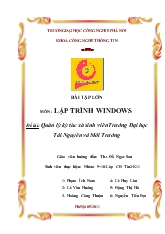 Đề tài Lập trình windows - Quản lý ký túc xá sinh viên Trường Đại học Tài Nguyên và Môi Trường