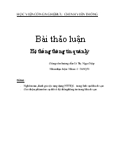 Đề tài Nghiên cứu ,đánh giá việc ứng dụng hệ thống thông tin quản lý trong lĩnh vực khách sạn - Giới thiệu phần mềm cụ thể về hệ thống thông tin trong khách sạn