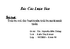 Tối ưu số cho bài toán tối ưu một mục tiêu