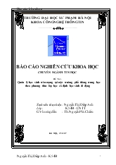 Đề tài Quản lý học sinh trên mạng tại một trường phổ thông trung học theo phương thức lớp học cố định học sinh di động