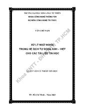Luận văn Xử lý ngữ nghĩa trong hệ dịch tự động anh việt trong các tài liệu tin học