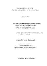 Các giải pháp huy động nguồn lực tài chính cho đầu tư phát triển tỉnh An Giang đến năm 2010