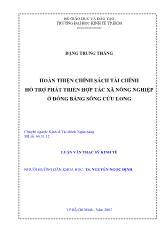 Hoàn thiện chính sách hỗ trợ phát triển hợp tác xã nông nghiệp ở Đồng Bằng Sông Cửu Long