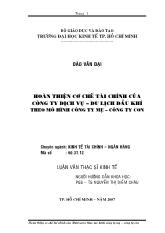 Hoàn thiện cơ chế tài chính của Công ty Dịch vụ - Du lịch dầu khí theo mô hình Công ty mẹ - Công ty con