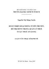 Hoàn thiện hoạt động tuyên truyền, hỗ trợ ĐTNT trong quản lý thuế ở cục thuế An Giang