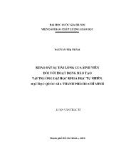 Khảo sát sự hài lòng của sinh viên đối với hoạt động đào tạo tại trường đại học Khoa học Tự nhiên, đại học Quốc gia TP Hồ Chí Minh