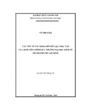 Luận văn ﻿Các yếu tố tác động đến kết quả học tập của sinh viên chính quy trường đại học kinh tế thành phố Hồ Chí Minh