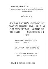 Luận văn Giải pháp phát triển huy động vốn tại ngân hàng đầu tư và phát triển Việt Nam áp dụng cho chi nhánh TP Hồ Chí Minh