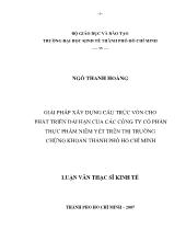Luận văn Giải pháp xây dựng cấu trúc vốn cho phát triển dài hạn của công ty cổ phần thực phẩm niêm yết trên thị trường chứng khoán TP Hồ Chí Minh