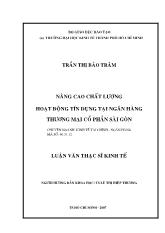 Luận văn Nâng cao chất lượng hoạt động tín dụng tại ngân hàng thương mại cổ phần Sài Gòn - SCB