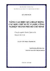Luận văn Nâng cao hiệu quả hoạt động các khu công nghiệp và khu chế xuất TP Hồ Chí Minh