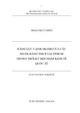 Luận văn Nâng cao năng lực cạnh tranh của các ngân hàng thương mại cổ phần tại Tp Hồ Chí Minh trong thời kỳ hội nhập kinh tế quốc tế