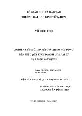 Luận văn Nghiên cứu một số yếu tố chính tác động đến hiệu quả kinh doanh của đại lý vật liệu xây dựng