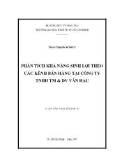 Luận văn Phân tích khả năng sinh lợi theo các kênh bán hàng tại Công ty TNHH thương mại và dịch vụ Vân Hậu