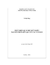 Luận văn ﻿Phát hiện quan hệ ngữ nghĩa nguyên nhân - Kết quả từ các văn bản