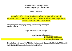 Nghiên cứu về khả năng thông hành và vấn đề sử dụng nút giao thông điều khiển bằng tín hiệu đèn trong các đô thị Việt Nam