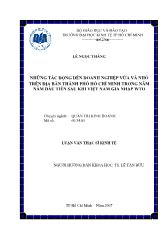 Những tác động đến doanh nghiệp vừa và nhỏ trên địa bàn thành phố Hồ Chí Minh trong 5 năm đầu tiên sau khi Việt Nam gia nhập WTO