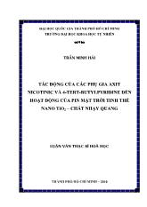 Tác động của các phụ gia axit nicotinic và 4 - Tert - butylpyrindine đến hoạt động của pin mặt trời tinh thể nano tio2 - Chất nhạy quang